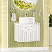 Ярина - 60 Тумба подвесная 2 дв. белая мат. эмаль / столешница / раковина