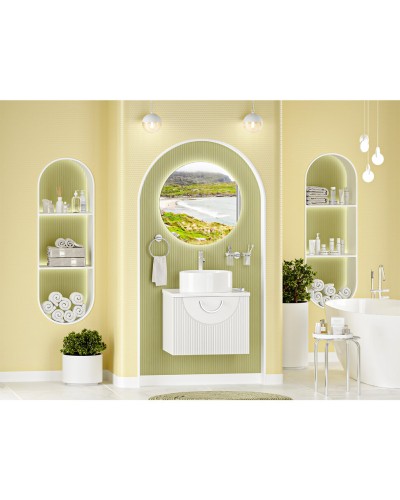 Ярина - 60 Тумба подвесная 2 дв. белая мат. эмаль / столешница / раковина