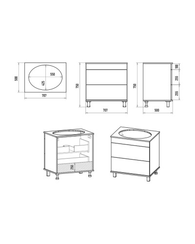 ENFIDA - 70 Тумба напольная 2 ящ. зеленая мат. эмаль (Энфида)
