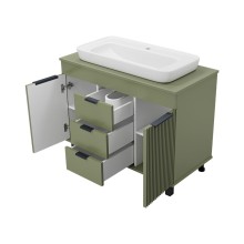 ENFIDA -100 Тумба напольная 3 ящ. зеленая мат. эмаль / раковина