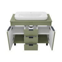 ENFIDA -100 Тумба напольная 3 ящ. зеленая мат. эмаль / раковина