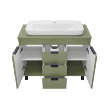 ENFIDA -100 Тумба напольная 3 ящ. зеленая мат. эмаль / раковина