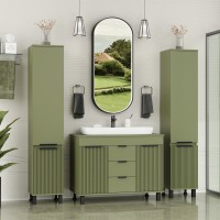 ENFIDA -100 Тумба напольная 3 ящ. зеленая мат. эмаль / раковина