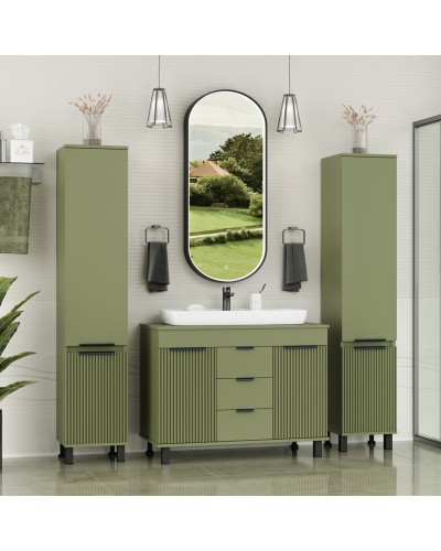 ENFIDA -100 Тумба напольная 3 ящ. зеленая мат. эмаль / раковина