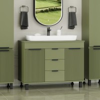 ENFIDA -100 Тумба напольная 3 ящ. зеленая мат. эмаль / раковина