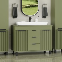 ENFIDA -100 Тумба напольная 3 ящ. зеленая мат. эмаль / раковина