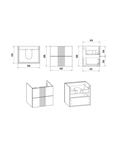 VEGA - 60 Тумба подвесная с 2 ящ. олива