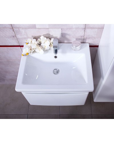 Тумба под раковину Бриклаер Вега 60 4627125414053 подвесная Белый глянец