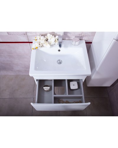 Тумба под раковину Бриклаер Вега 60 4627125414053 подвесная Белый глянец