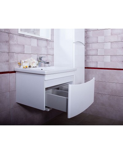 Тумба под раковину Бриклаер Вега 60 4627125414053 подвесная Белый глянец