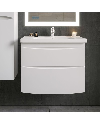 Тумба под раковину Бриклаер Вега 80 4627125414077 подвесная Белый глянец