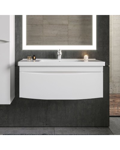 Тумба под раковину Бриклаер Вега 100 4627125414022 подвесная Белый глянец