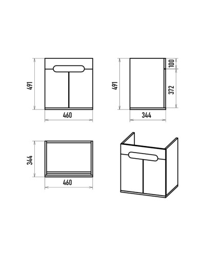 Сканди - 50 тумба подвесная 2 дв. бел./графит