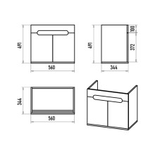 Сканди - 60 тумба подвесная 2 дв. бел./графит