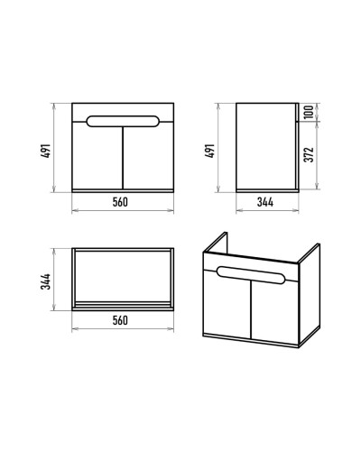Сканди - 60 тумба подвесная 2 дв. бел./графит