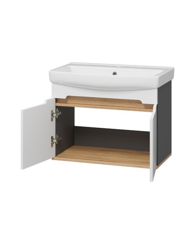 Сканди - 70 тумба подвесная 2 дв. бел./графит