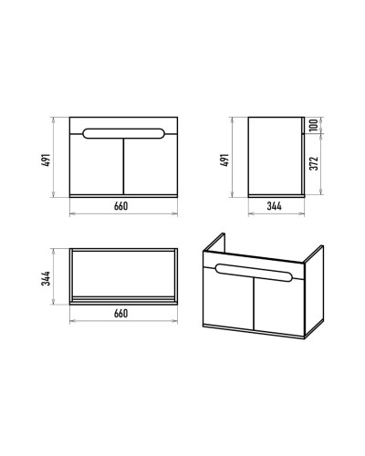 Сканди - 70 тумба подвесная 2 дв. бел./графит