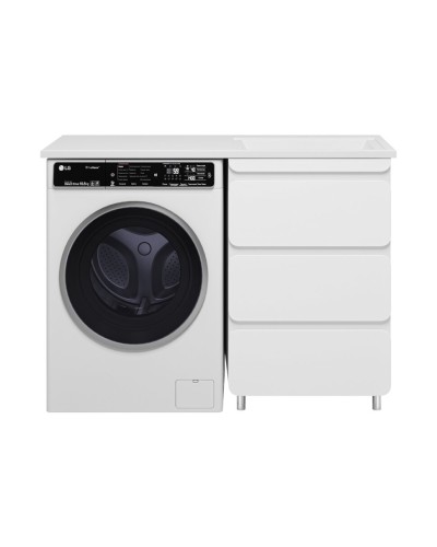 Чегет - 55 Тумба напольная 3 ящ. под стиральную машину, белая / раковина ПРАВАЯ