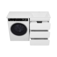 Чегет - 55 Тумба напольная 3 ящ. под стиральную машину, белая / раковина ПРАВАЯ