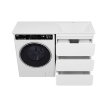 Чегет - 55 Тумба напольная 3 ящ. под стиральную машину, белая / раковина ПРАВАЯ