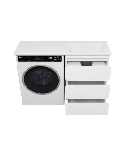 Чегет - 55 Тумба напольная 3 ящ. под стиральную машину, белая / раковина ПРАВАЯ