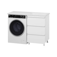 Чегет - 55 Тумба напольная 3 ящ. под стиральную машину, белая / раковина ПРАВАЯ