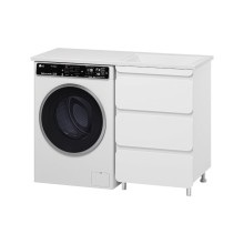 Чегет - 55 Тумба напольная 3 ящ. под стиральную машину, белая / раковина ПРАВАЯ