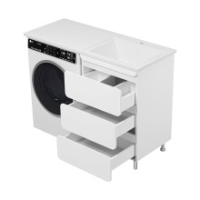 Чегет - 55 Тумба напольная 3 ящ. под стиральную машину, белая / раковина ПРАВАЯ