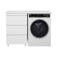 Чегет - 55 Тумба напольная 3 ящ. под стиральную машину, белая / раковина ЛЕВАЯ