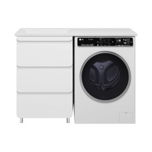 Чегет - 55 Тумба напольная 3 ящ. под стиральную машину, белая / раковина ЛЕВАЯ