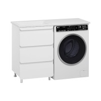 Чегет - 55 Тумба напольная 3 ящ. под стиральную машину, белая / раковина ЛЕВАЯ