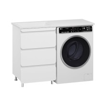 Чегет - 55 Тумба напольная 3 ящ. под стиральную машину, белая / раковина ЛЕВАЯ