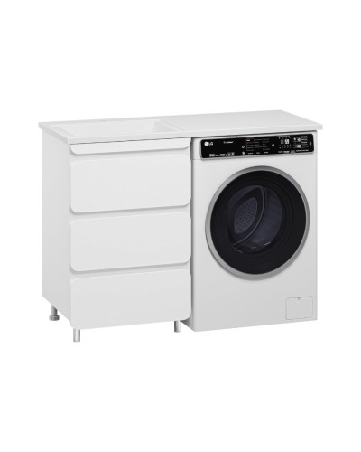 Чегет - 55 Тумба напольная 3 ящ. под стиральную машину, белая / раковина ЛЕВАЯ