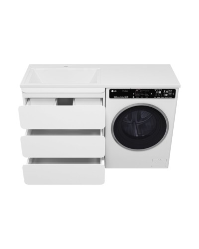 Чегет - 70 Тумба напольная 3 ящ. под стиральную машину, белая / раковина ЛЕВАЯ