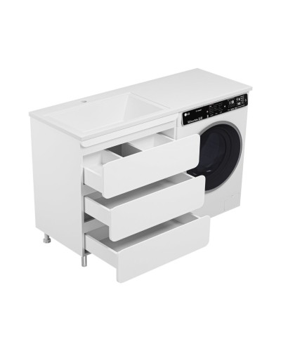 Чегет - 70 Тумба напольная 3 ящ. под стиральную машину, белая / раковина ЛЕВАЯ
