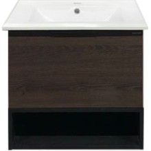 Тумба с раковиной Comforty Франкфурт 60 00004150530 подвесная Дуб шоколадно-коричневый Черная матовая