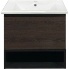 Тумба с раковиной Comforty Франкфурт 60 00004150530 подвесная Дуб шоколадно-коричневый Черная матовая