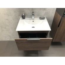 Тумба с раковиной Comforty Франкфурт 60 00004150530 подвесная Дуб шоколадно-коричневый Черная матовая