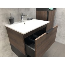 Тумба с раковиной Comforty Франкфурт 60 00004150530 подвесная Дуб шоколадно-коричневый Черная матовая