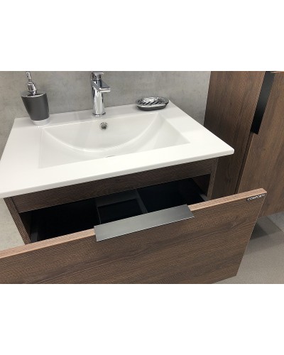 Тумба с раковиной Comforty Франкфурт 60 00004150530 подвесная Дуб шоколадно-коричневый Черная матовая