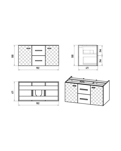 SHANEL -100 Тумба подвесная 2 ящ. 2дв. белая глянц.эмаль