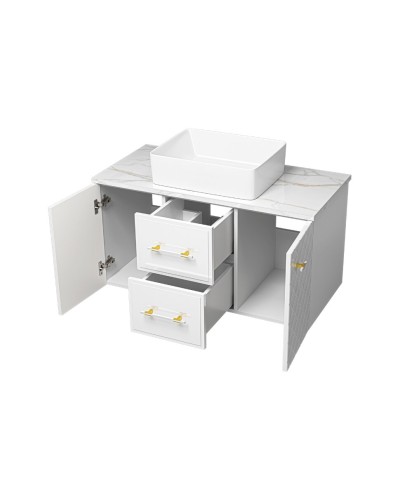 SHANEL -100 Тумба подвесная 2 ящ. 2дв. белая глянц.эмаль