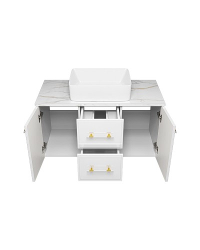 SHANEL -100 Тумба подвесная 2 ящ. 2дв. белая глянц.эмаль