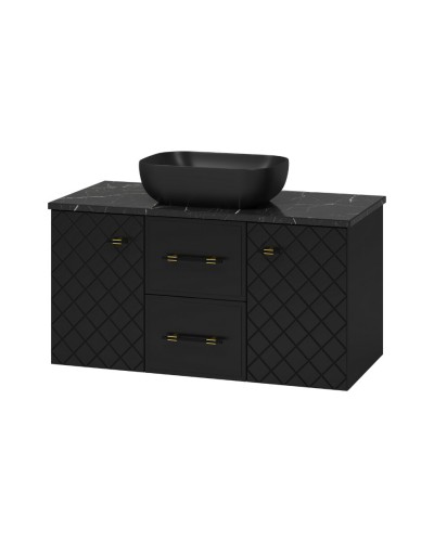 SHANEL -100 Тумба подвесная 2 ящ. 2дв. черная матов.эмаль