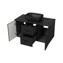 SHANEL -100 Тумба подвесная 2 ящ. 2дв. черная матов.эмаль