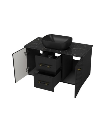 SHANEL -100 Тумба подвесная 2 ящ. 2дв. черная матов.эмаль