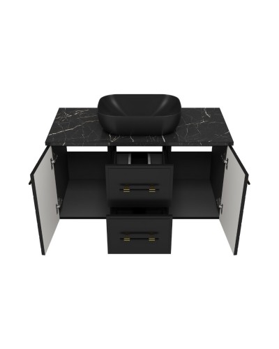 SHANEL -100 Тумба подвесная 2 ящ. 2дв. черная матов.эмаль