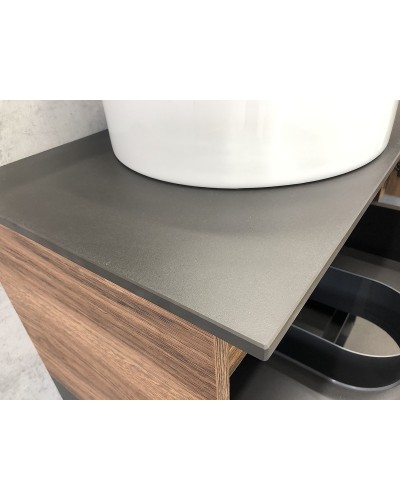 Тумба с раковиной Comforty Штутгарт 60 00-00001698 подвесная Дуб темно-коричневый Черная столешница