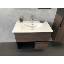 Тумба с раковиной Comforty Франкфурт 75 00004150531 подвесная Дуб шоколадно-коричневый