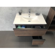 Тумба с раковиной Comforty Франкфурт 75 00004150531 подвесная Дуб шоколадно-коричневый